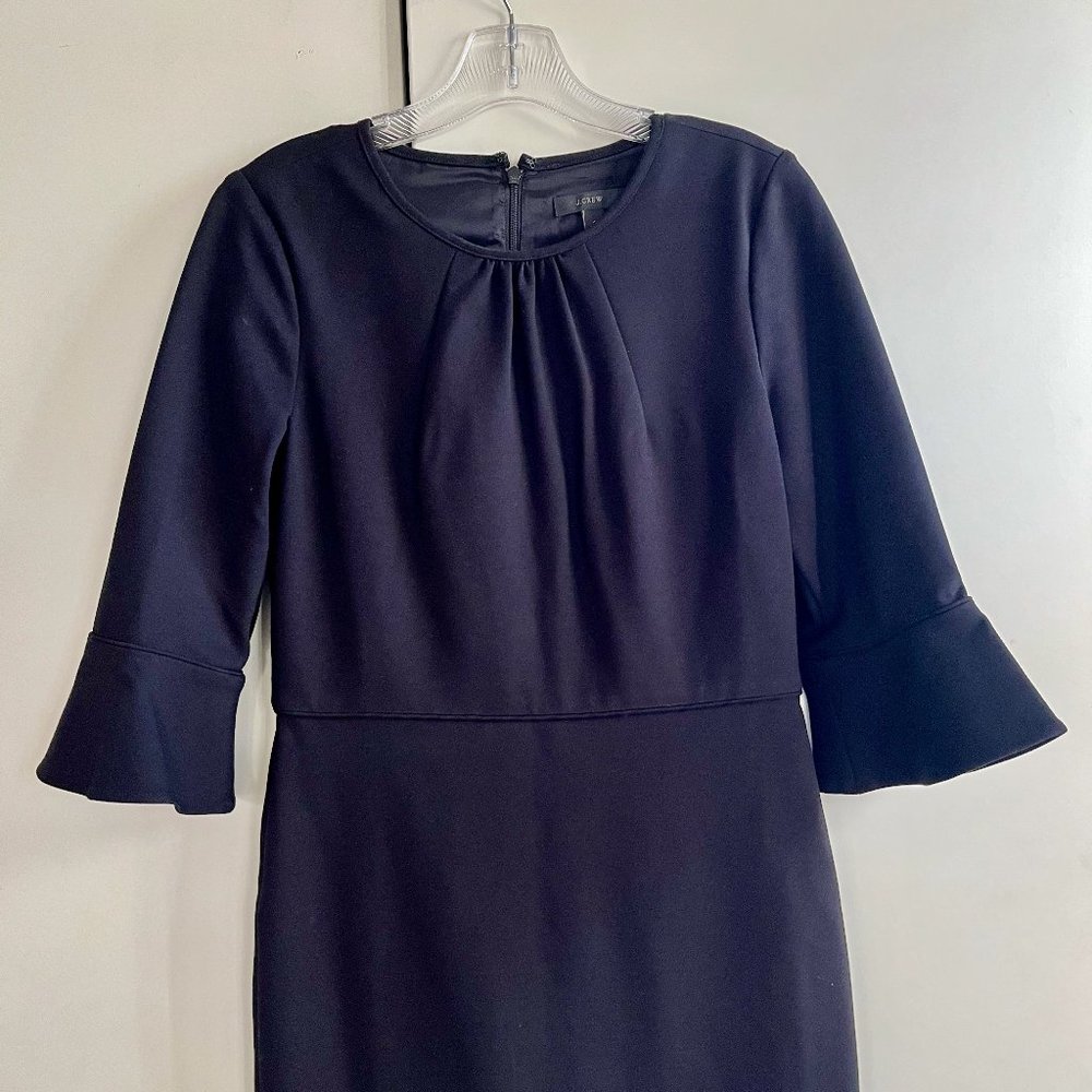 Beautiful Like New J. Crew Bell Sleeve Sheath Ponte Little Black Dress - Picture 3 of 4